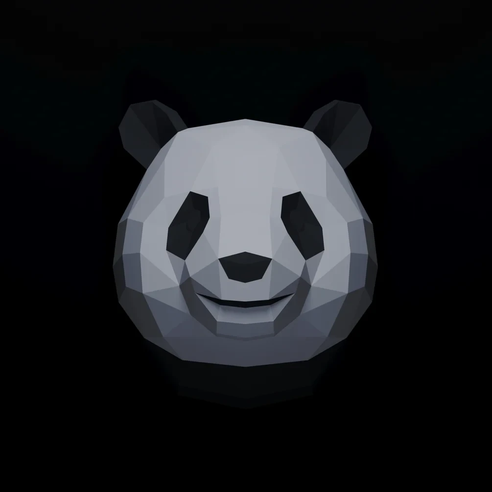 Panda Head Papercraft Low Poly Decoration, PDF Template, DIY Paper 3D ...