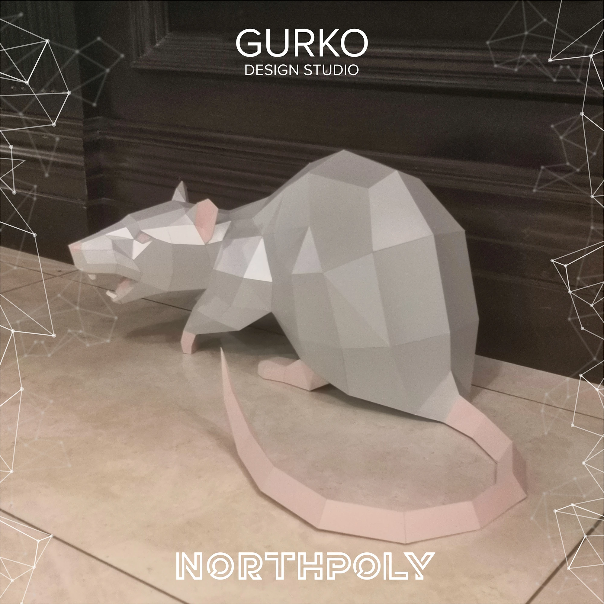 Angry Rat Papercraft, Mouse, Pdf, Gurko, 3D Origami, Paper Sculpture, Low Poly, DIY, Pepakura, DIY Craft, DIY origami