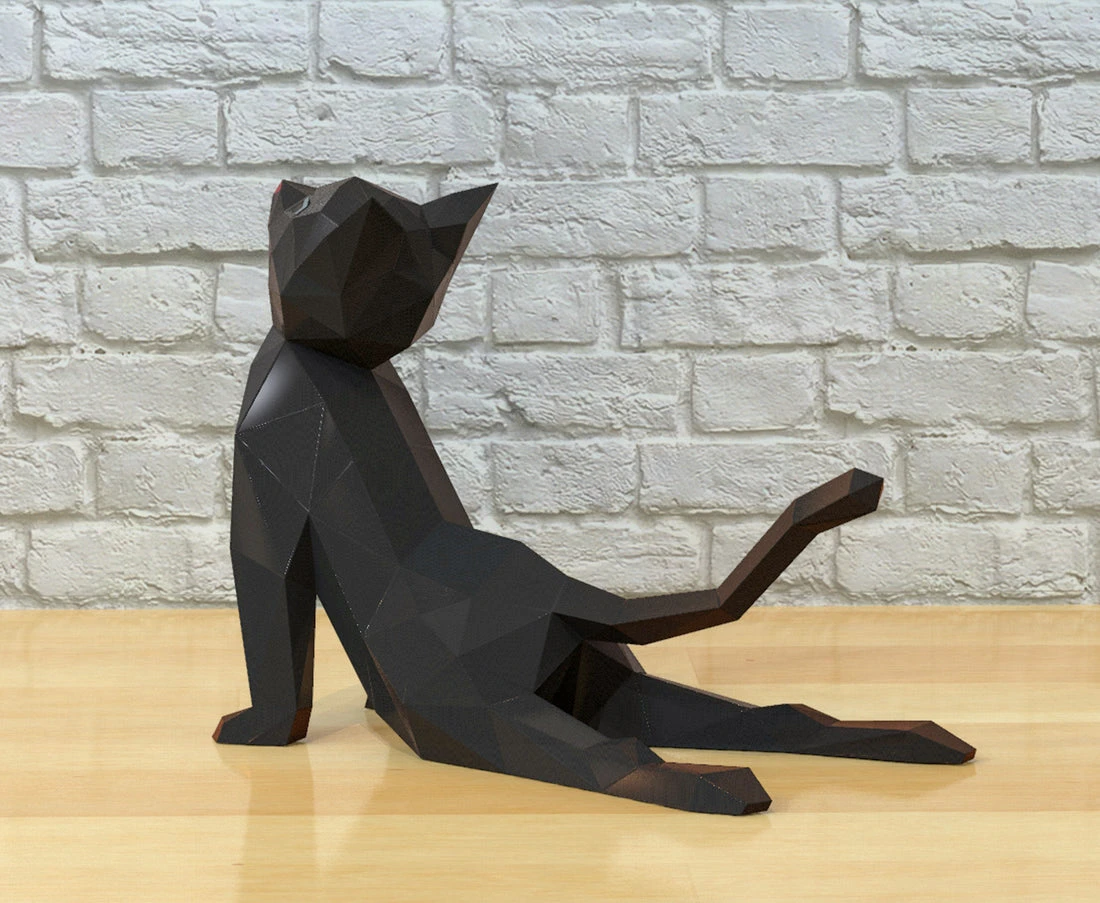 Cat Yoga Papercraft, Lowpoly, Lowpoly Papercraft