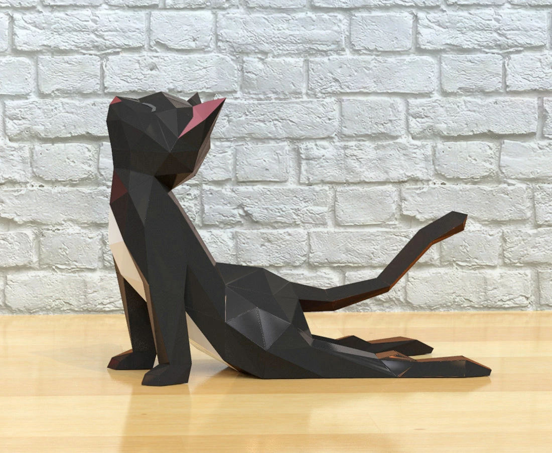 Cat Yoga Papercraft, Lowpoly, Lowpoly Papercraft