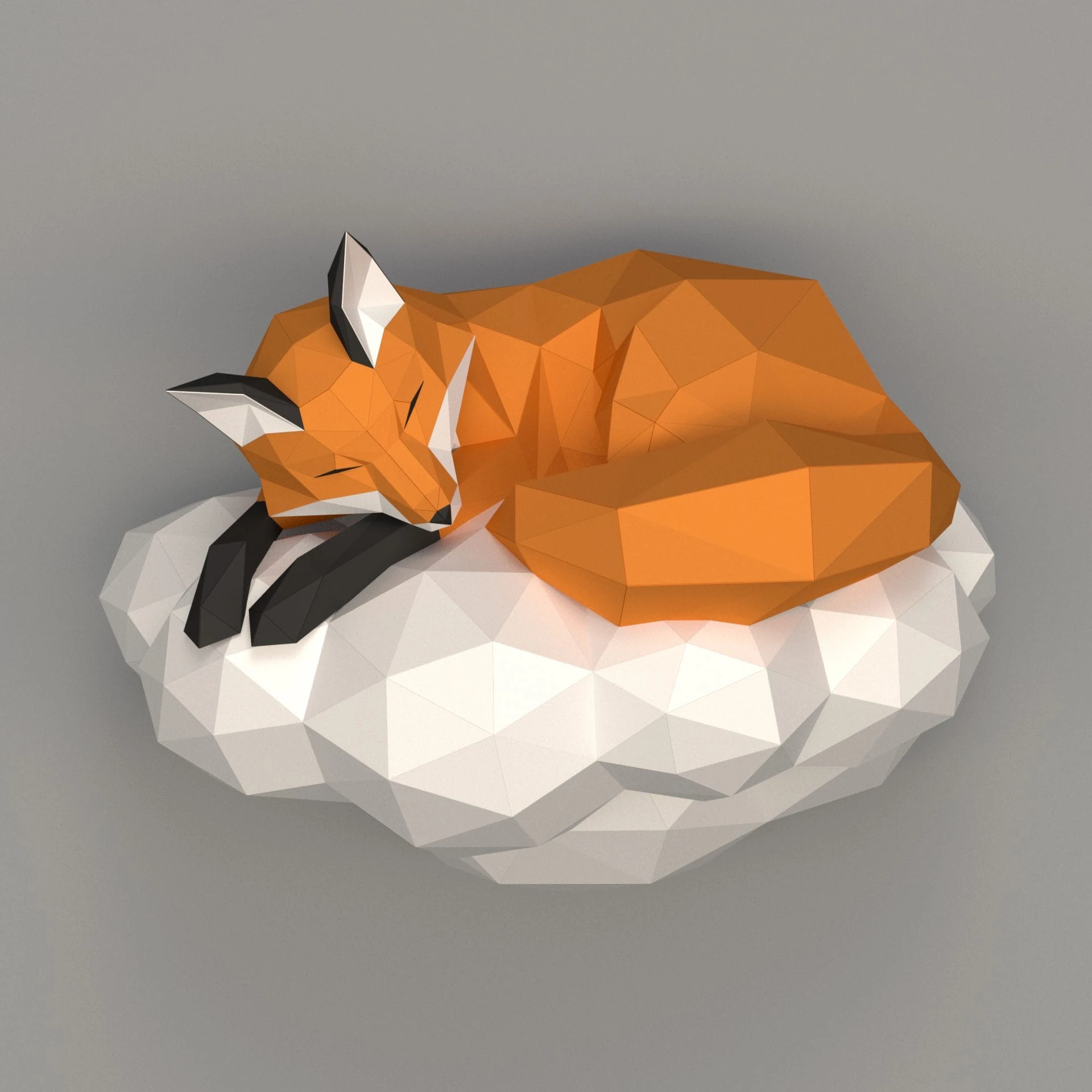 3D papercraft DIY The Cloud Fox Low Poly GoPapercraft