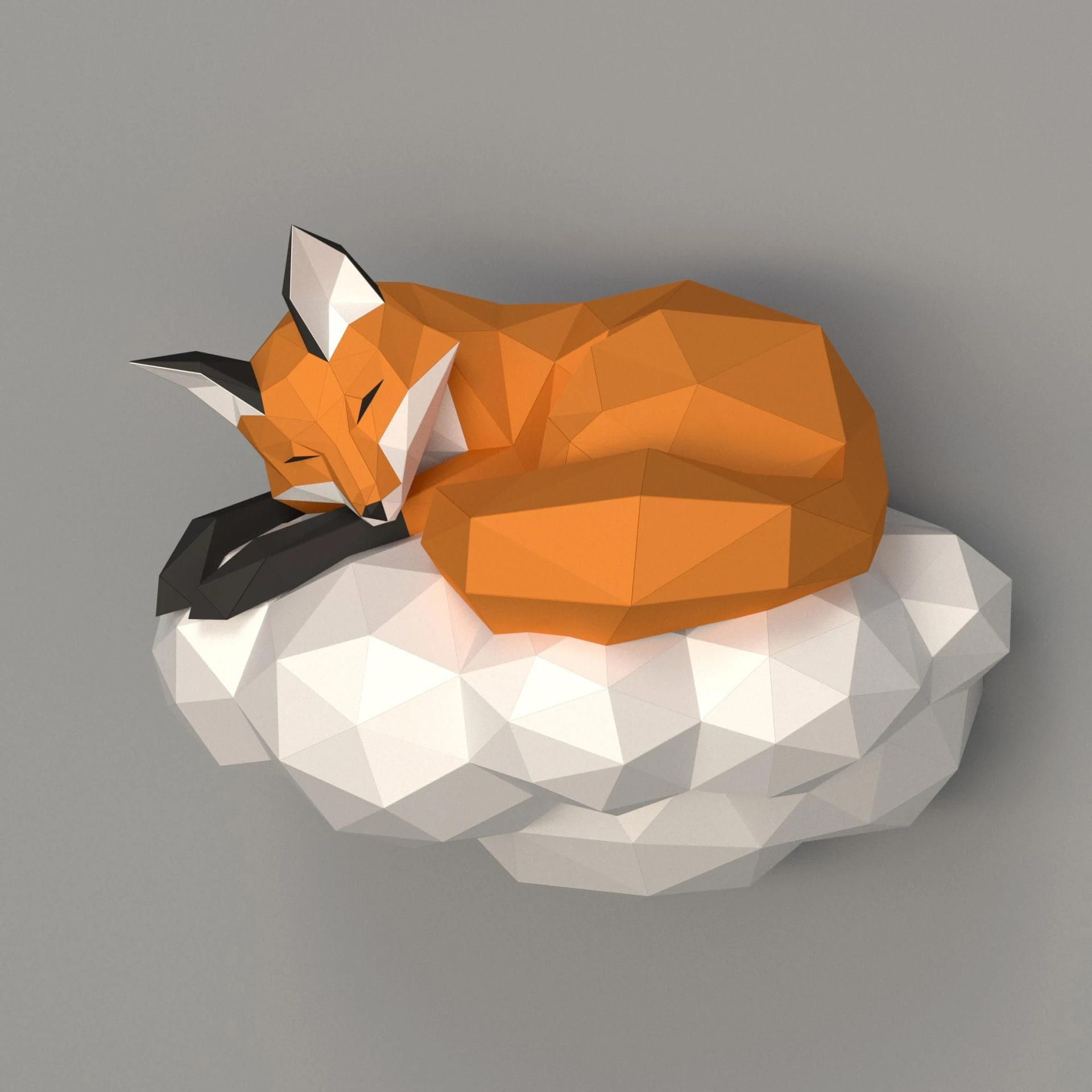 3D papercraft DIY The Cloud Fox Low Poly GoPapercraft