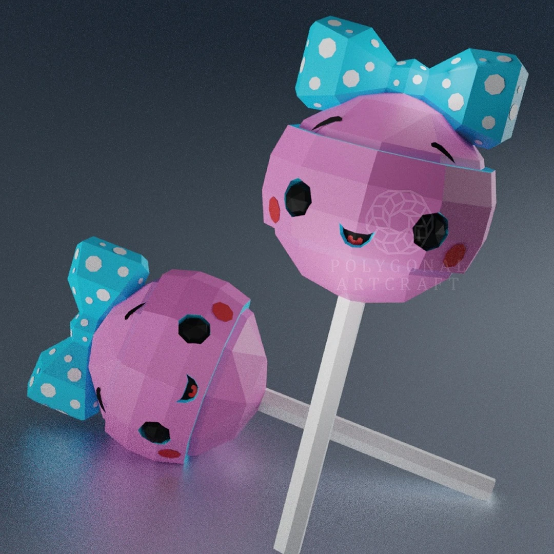 LOLLIPOP KAWAII Papercraft 3d lowpoly PDF Template Decoration