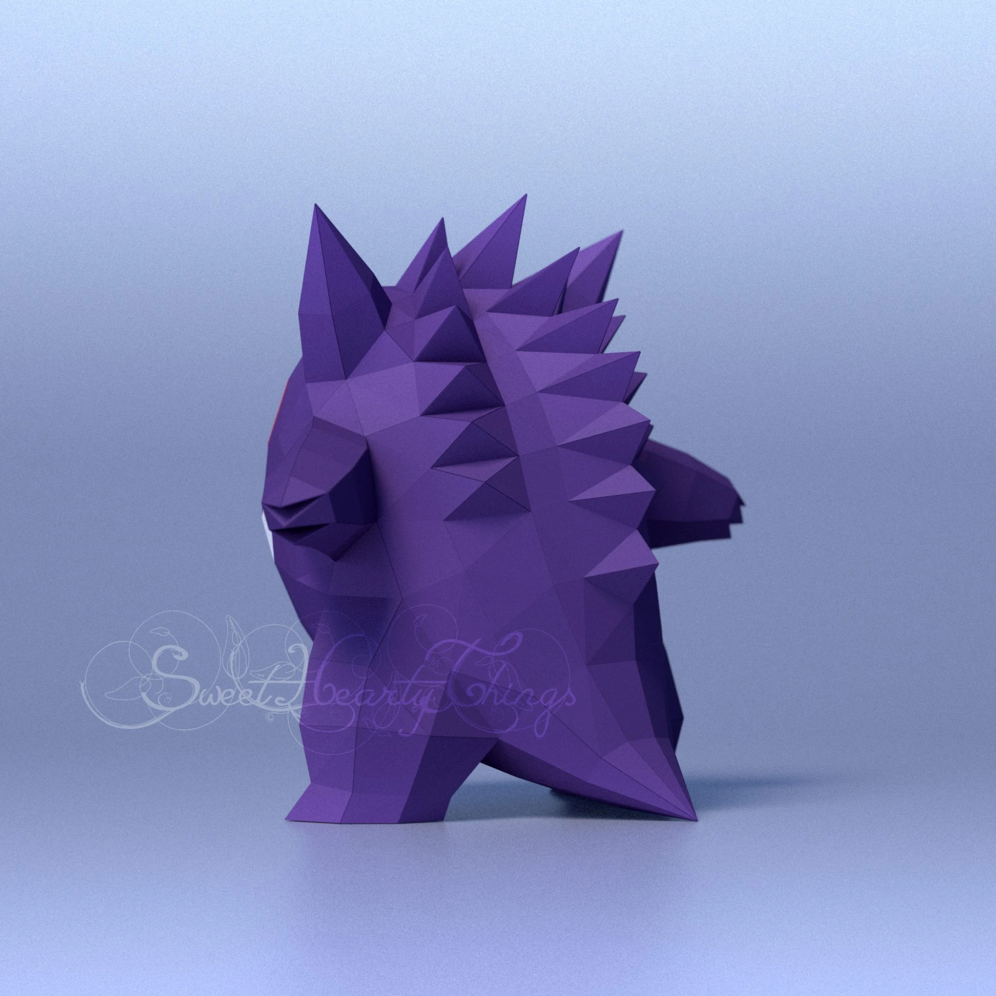 DIY 3d papercraft Pokemon Gengar PDF Templates Low Poly SweetHeartyThings