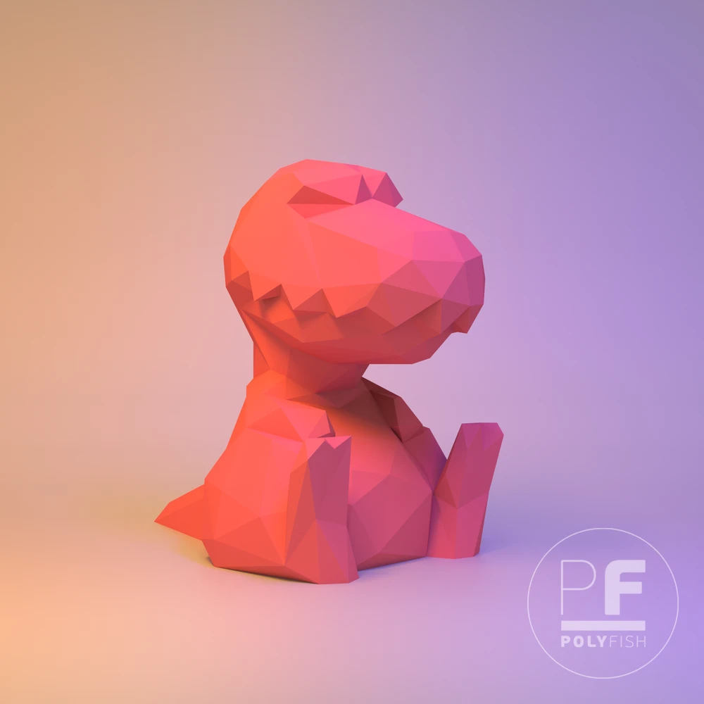 Dinosaur Baby Sitting PDF Template, Low Poly, Paper Sculpture, DIY, Pepakura Pattern, Handmade, Papercraft, Lowpoly, Lowpoly Papercraft