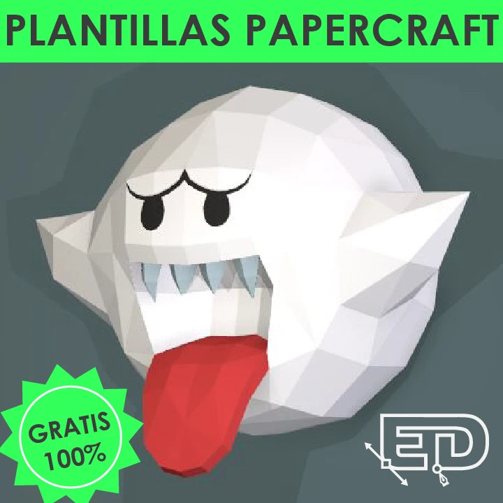 Ghost BOO, Super Mario PDF Papercraft Templates, Paper Art and Craft for Home Decor, DIY, 3DIER, PDF Patterns, Papercraft Templates, Low Poly