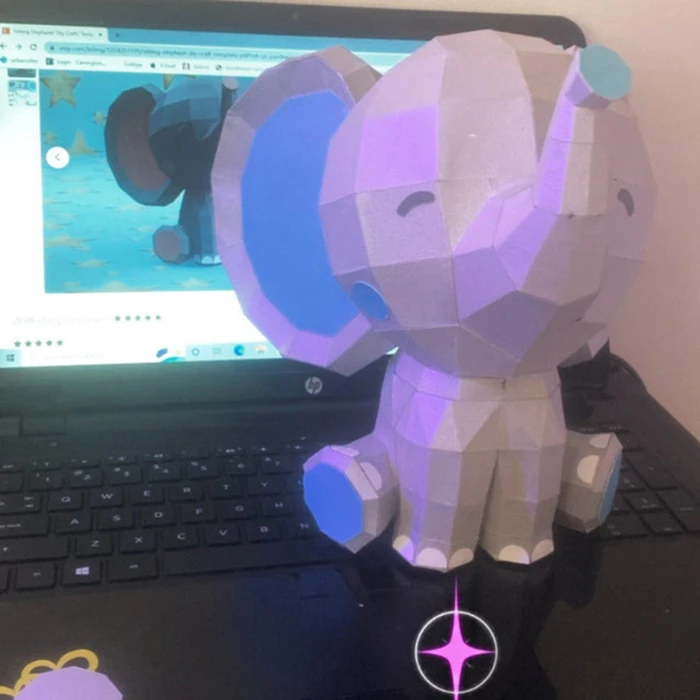 Sitting Elephant/ DiY Craft/ Template PDF/ Low Poly/ Papercraft/ 3D Elephant/ Origami/ Home decor