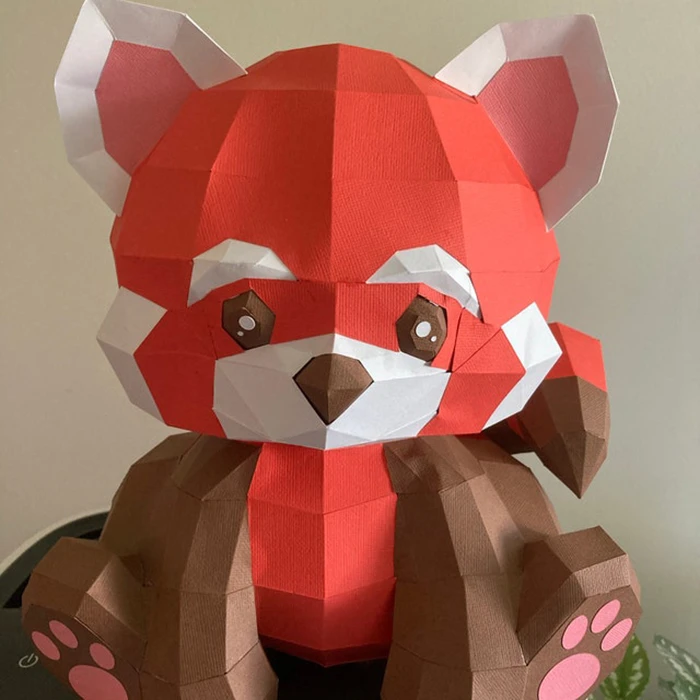 Sitting Red Panda/ DiY Craft/ Template PDF/ Low Poly/ Papercraft/ 3D Panda Red/ Origami/ Home decor