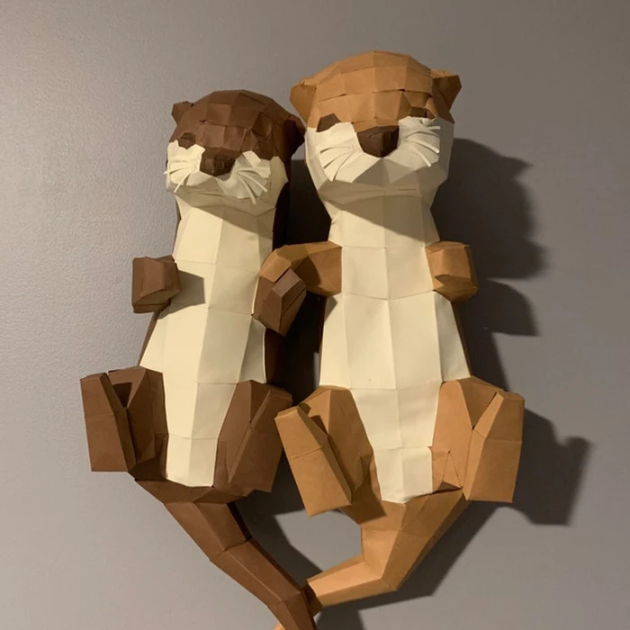 DIY Otter Couple | Otter papercraft | Otter template | decoration | templates PDF