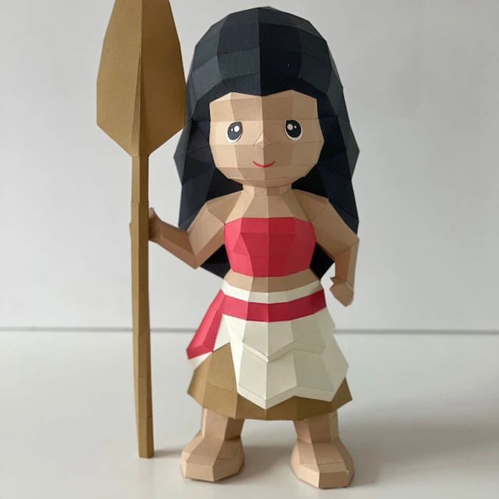 Princess Moana/ Moana/ DiY Craft/ Template PDF/ Low Poly/ Papercraft/ 3D Doll/ Origami/ Home decor