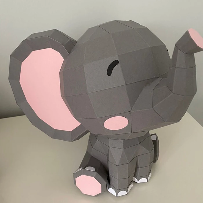 Sitting Elephant/ DiY Craft/ Template PDF/ Low Poly/ Papercraft/ 3D Elephant/ Origami/ Home decor