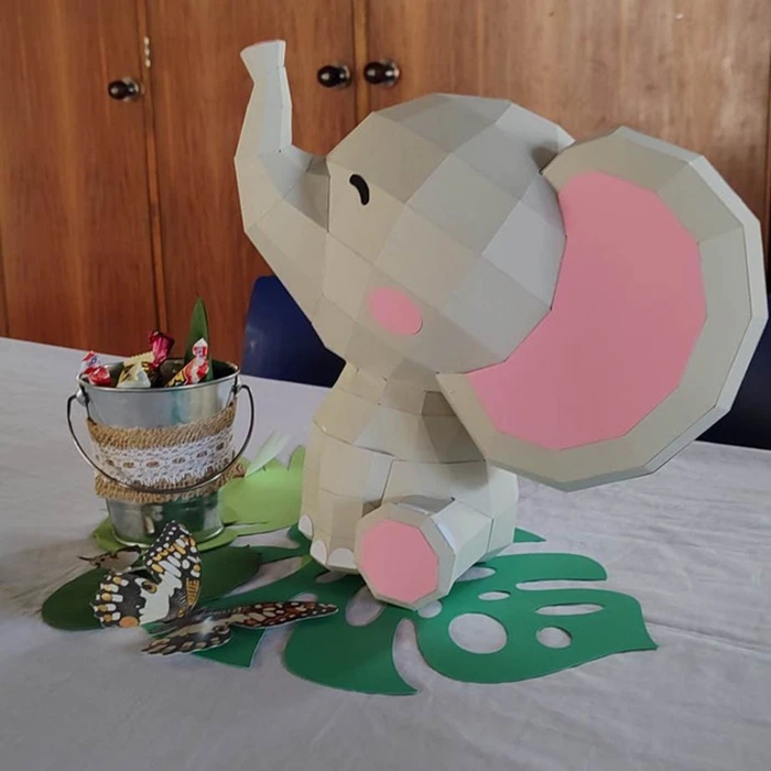 Sitting Elephant/ DiY Craft/ Template PDF/ Low Poly/ Papercraft/ 3D Elephant/ Origami/ Home decor