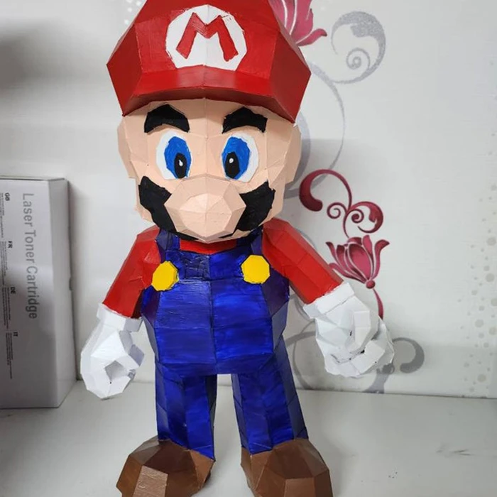 Mario Papercraft 3D, pepakura Pdf template Low polygonal Paper Sculpture Diy Decor home loft office mario lover gift