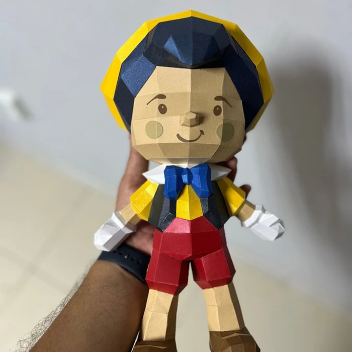 Boy Pinocchio/ Pinocho/ DiY Craft/ Template PDF/ Low Poly/ Papercraft/ 3D Doll/ Origami/ Home decor