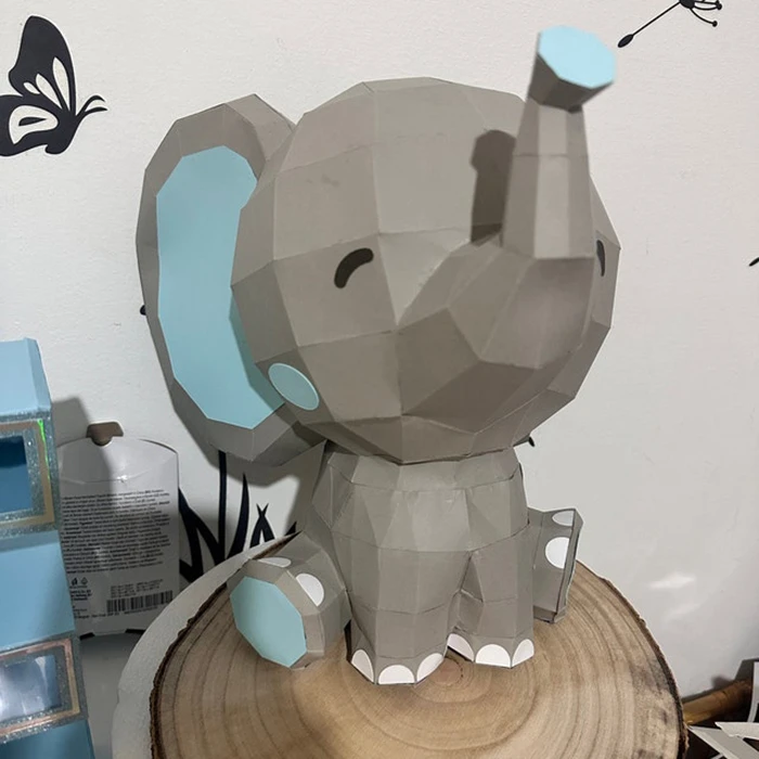 Sitting Elephant/ DiY Craft/ Template PDF/ Low Poly/ Papercraft/ 3D Elephant/ Origami/ Home decor