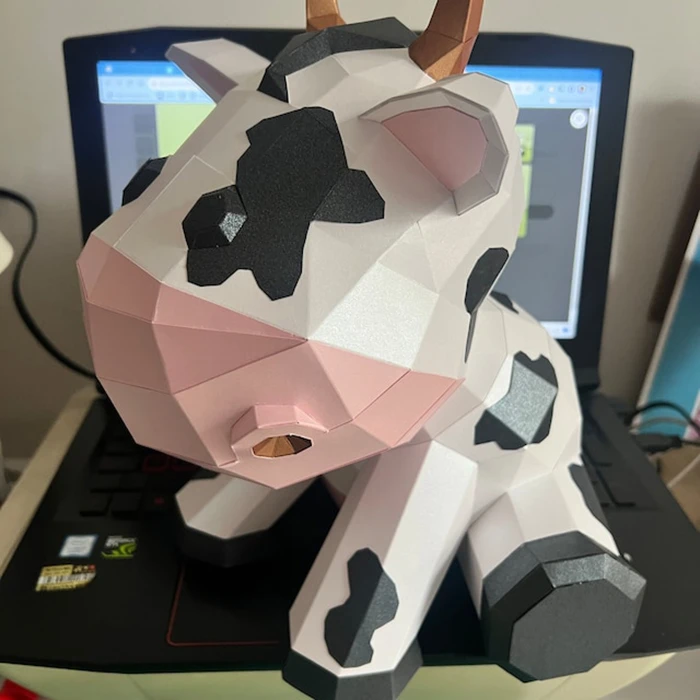 Sitting Cow/ DiY Craft/ Template PDF/ Low Poly/ Papercraft/ 3D Vaca/ Origami/ Home decor