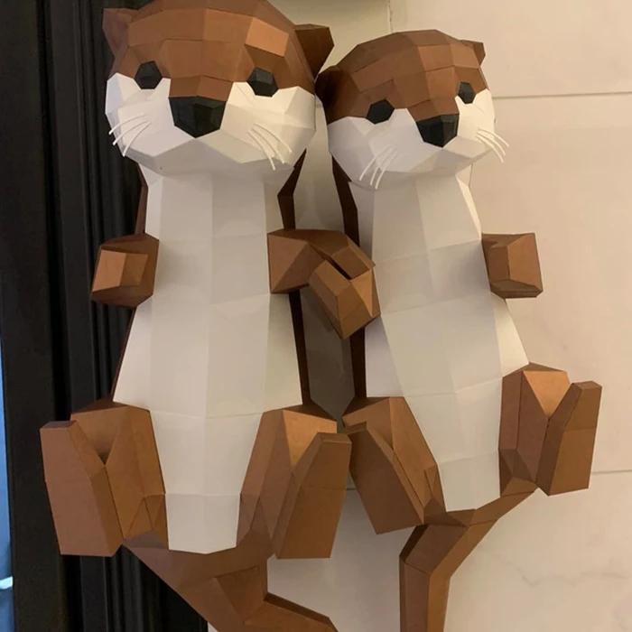 DIY Otter Couple | Otter papercraft | Otter template | decoration | templates PDF