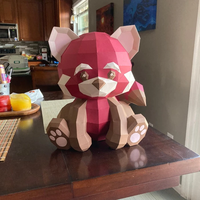 Sitting Red Panda/ DiY Craft/ Template PDF/ Low Poly/ Papercraft/ 3D Panda Red/ Origami/ Home decor