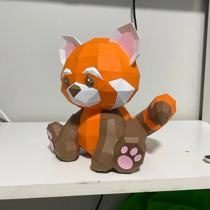 Sitting Red Panda/ DiY Craft/ Template PDF/ Low Poly/ Papercraft/ 3D Panda Red/ Origami/ Home decor