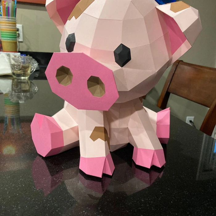 Sitting Pig/ DiY Craft/ Template PDF/ Low Poly/ Papercraft Pig/ Cerdo 3D/ Origami/ Home decor