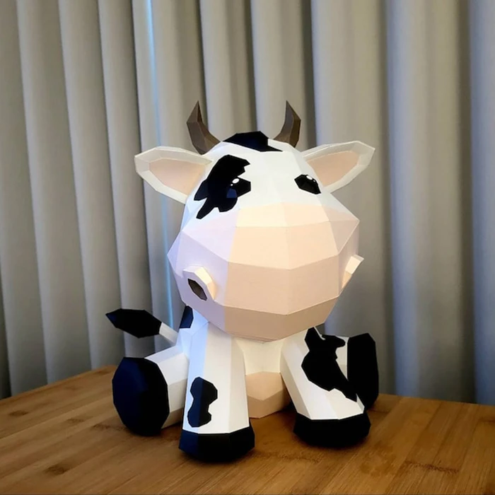 Sitting Cow/ DiY Craft/ Template PDF/ Low Poly/ Papercraft/ 3D Vaca/ Origami/ Home decor