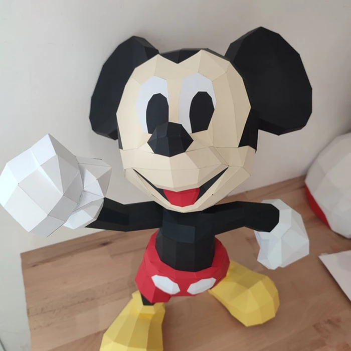 Mickey Papercraft 3D, pepakura Pdf template Low polygonal Paper Sculpture Diy Decor home loft office mickey lover gift