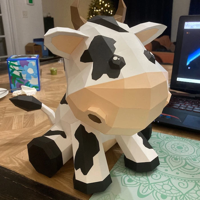 Sitting Cow/ DiY Craft/ Template PDF/ Low Poly/ Papercraft/ 3D Vaca/ Origami/ Home decor