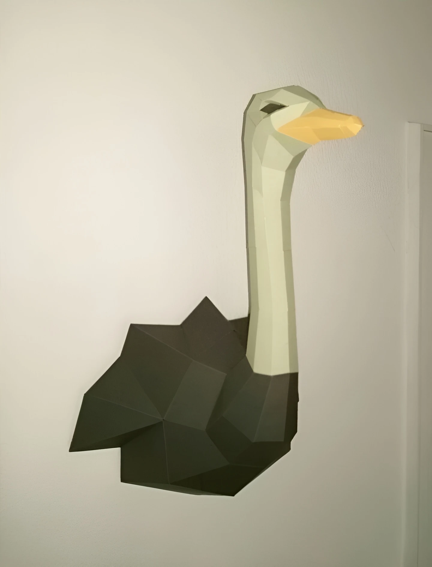 DIY Paper craft Ostrich, 3D papercraft animal trophy head, Low Poly bird, paper model sculpture, create your own camel-bird, printable PDF