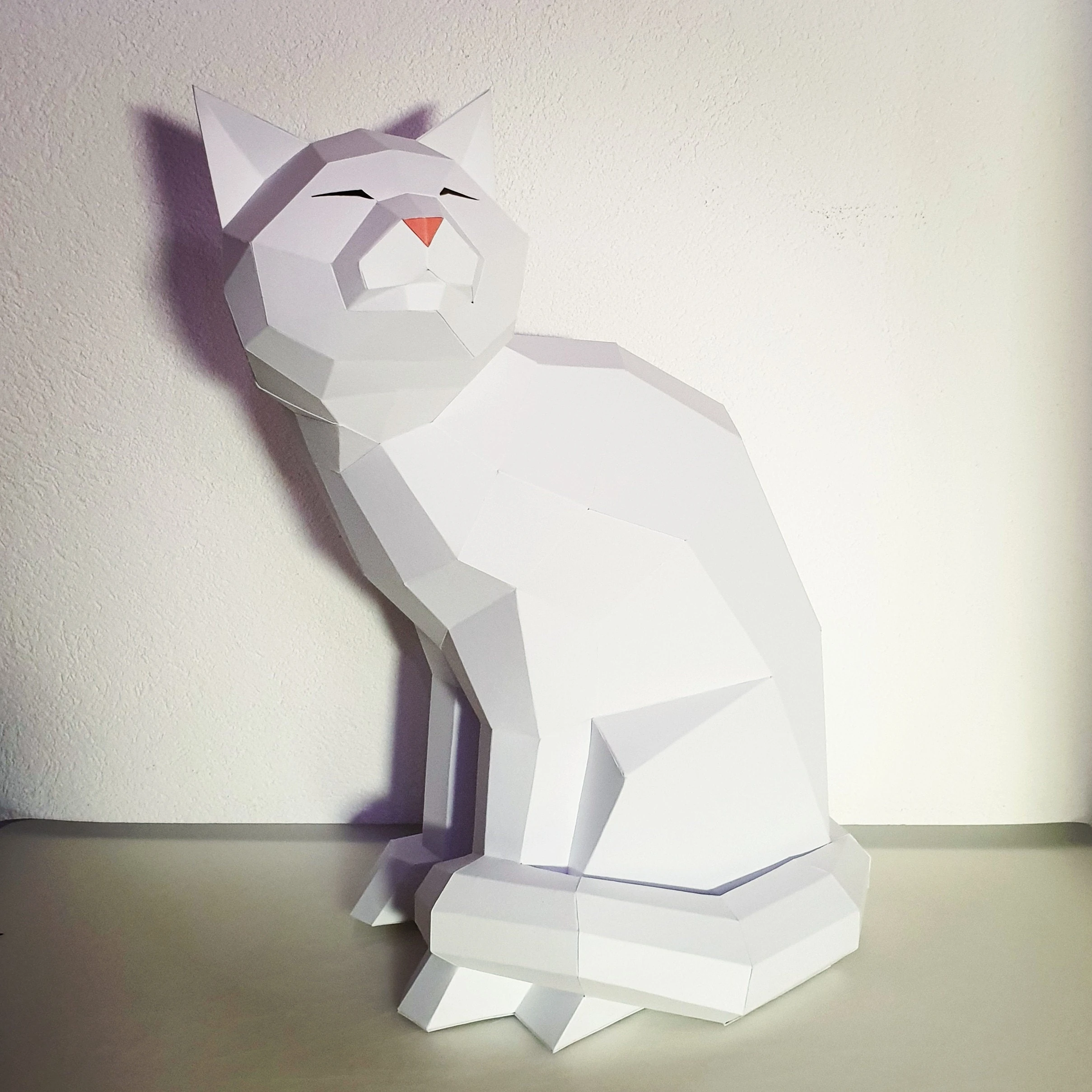 Papercraft Cat, paper craft 3D model, kitten PDF template, cute low poly kitty sculpture, digital kit, pepakura, pieces DIY home constructor