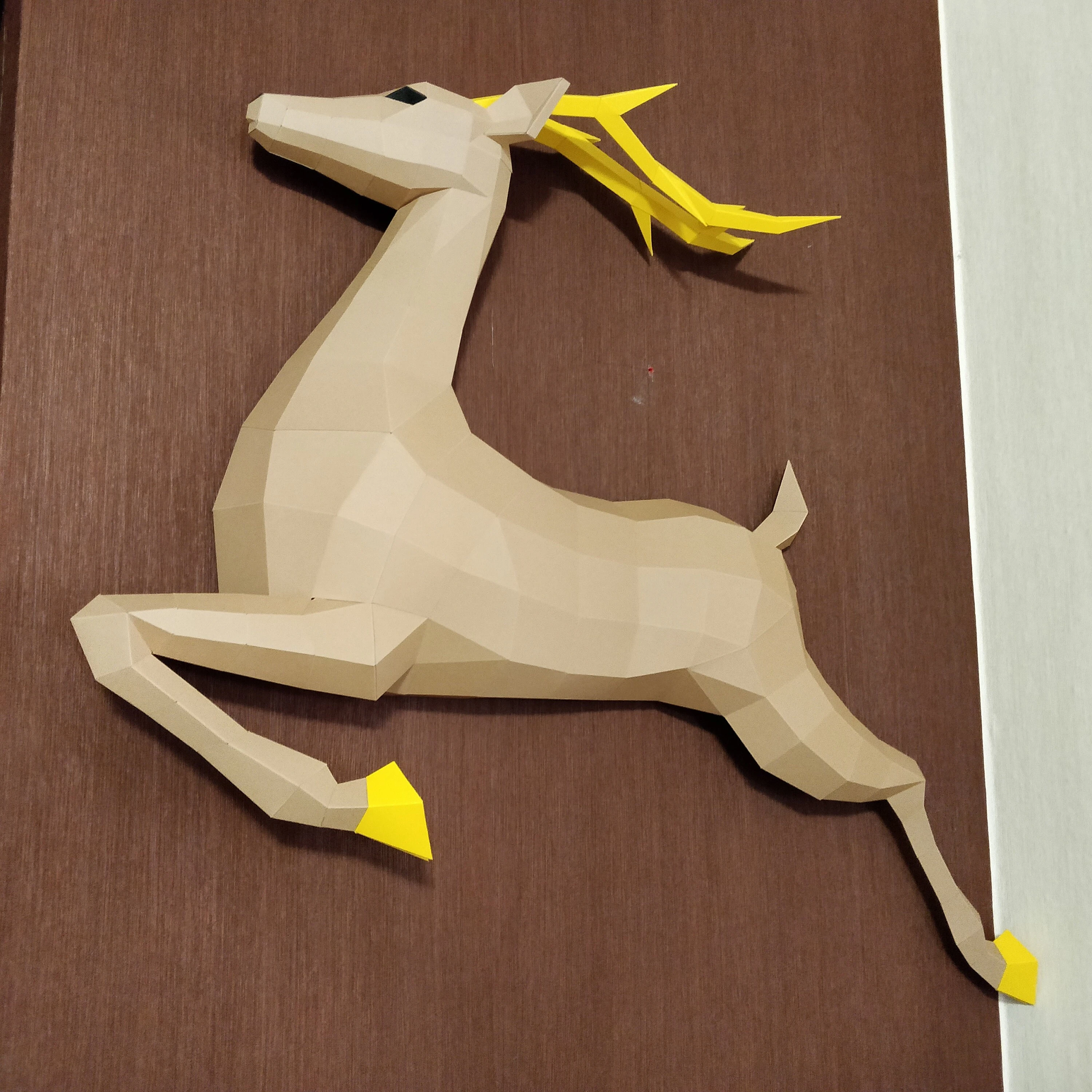 3D Papercraft Deer, Paper craft model stag, origami caribou, DIY kit doe, low poly hind, polygonal moose, roe trophy, animal template PDF