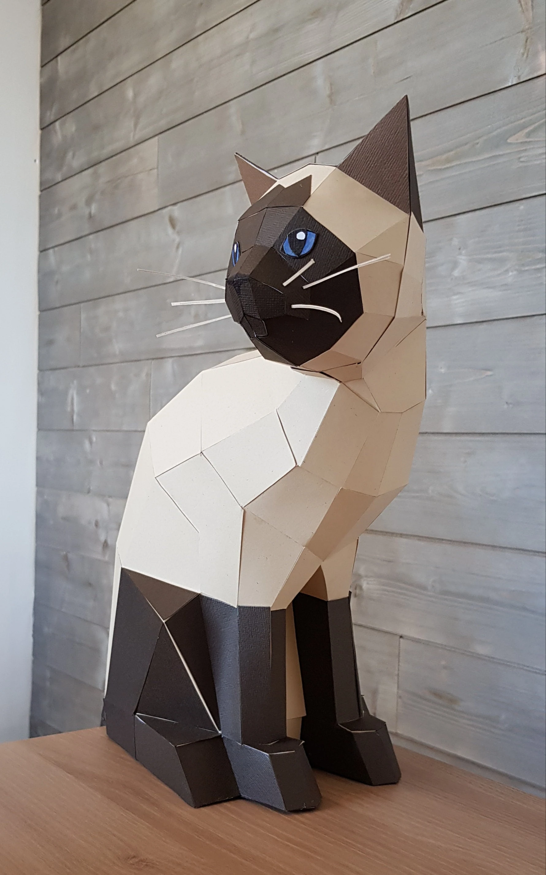 3D Paper craft Cat, DIY sculpture sitting cat, Papercrafting, Low Poly animals pet, paper model, 3D puzzle origami, instant download kit pdf