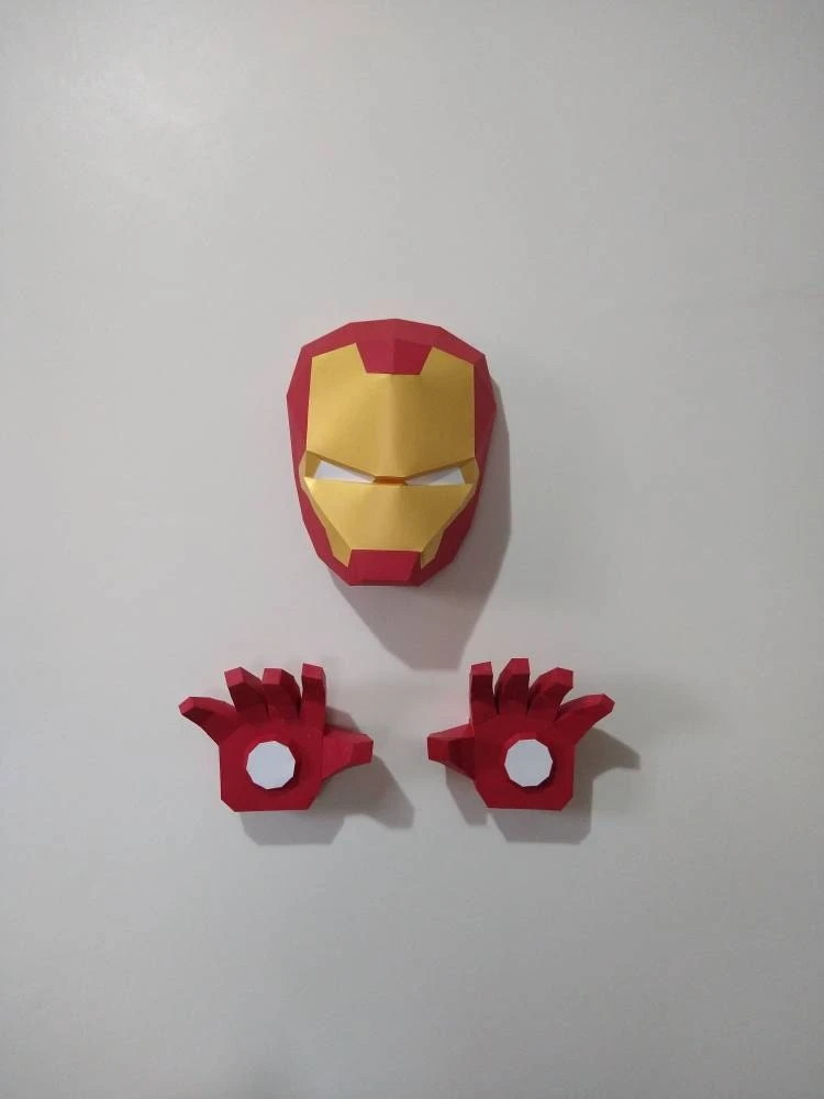 DIY lowpoly papercraft, Iron Man, Lowpoly, Low Poly, Sculpture, papercraft, DIY, Decoration, Wall, marvel, ironman, tonystark, marvel