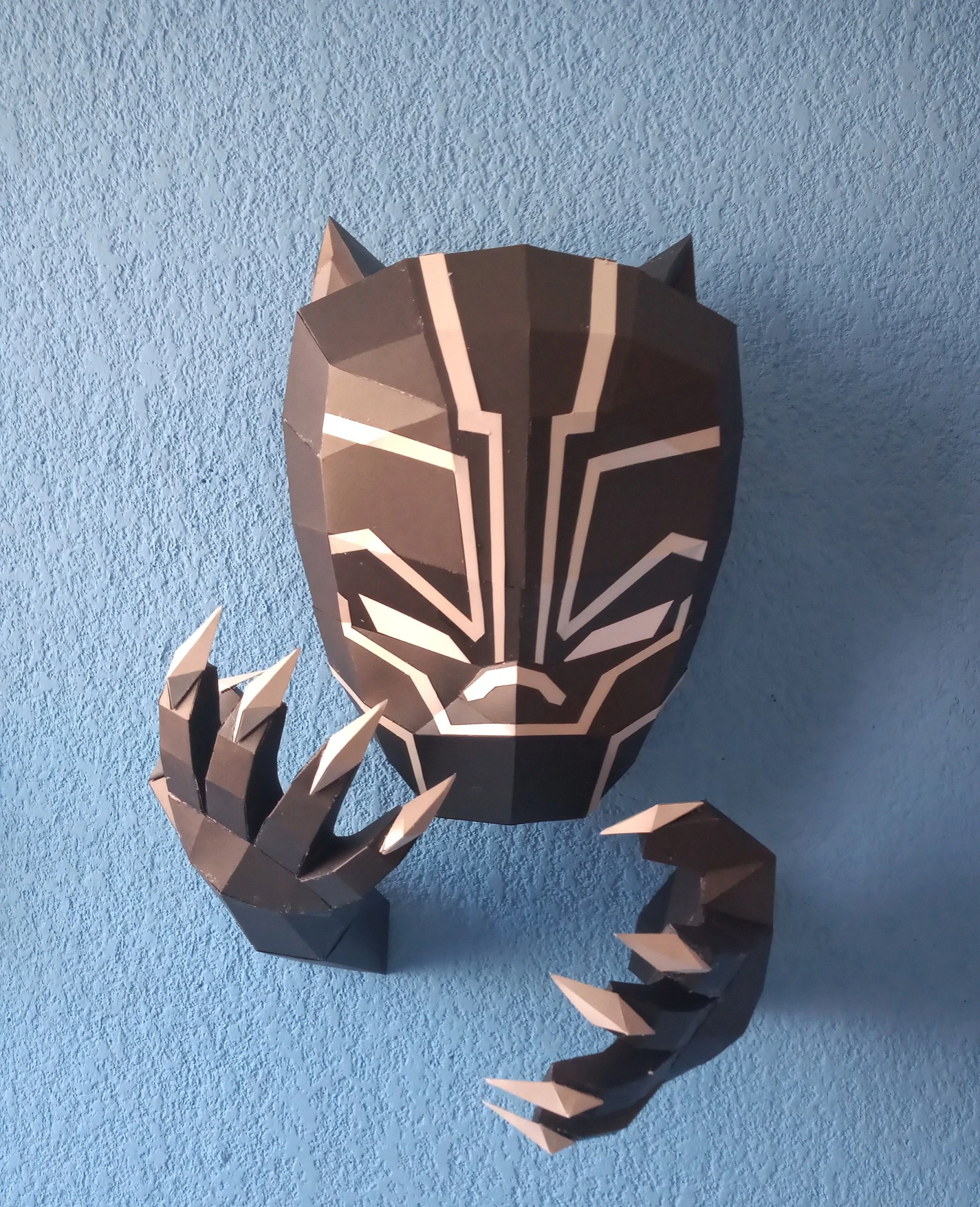 DIY lowpoly Papercraft, Black Panther, Sculpture, DIY, Decoration, Wall, Origami, Art, Craft, Template, Printable, Superheroes, Fanart