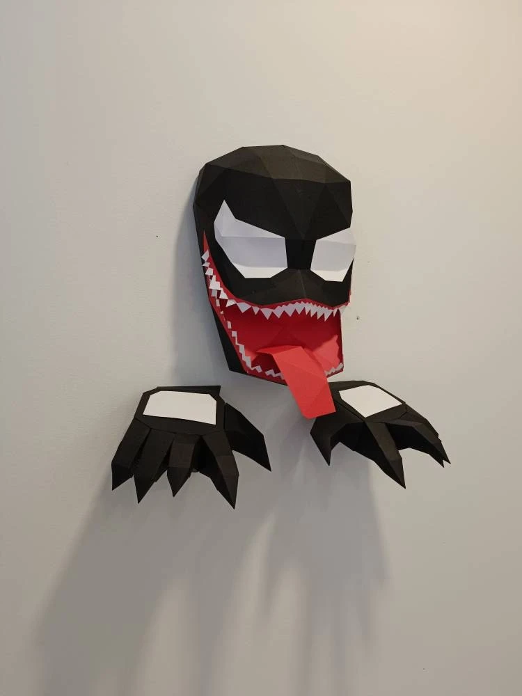 DIY lowpoly Papercraft, Venom, Sculpture, DIY, Decoration, Wall, Origami, Art, Craft, Template, Printable, Superheroes, Fanart