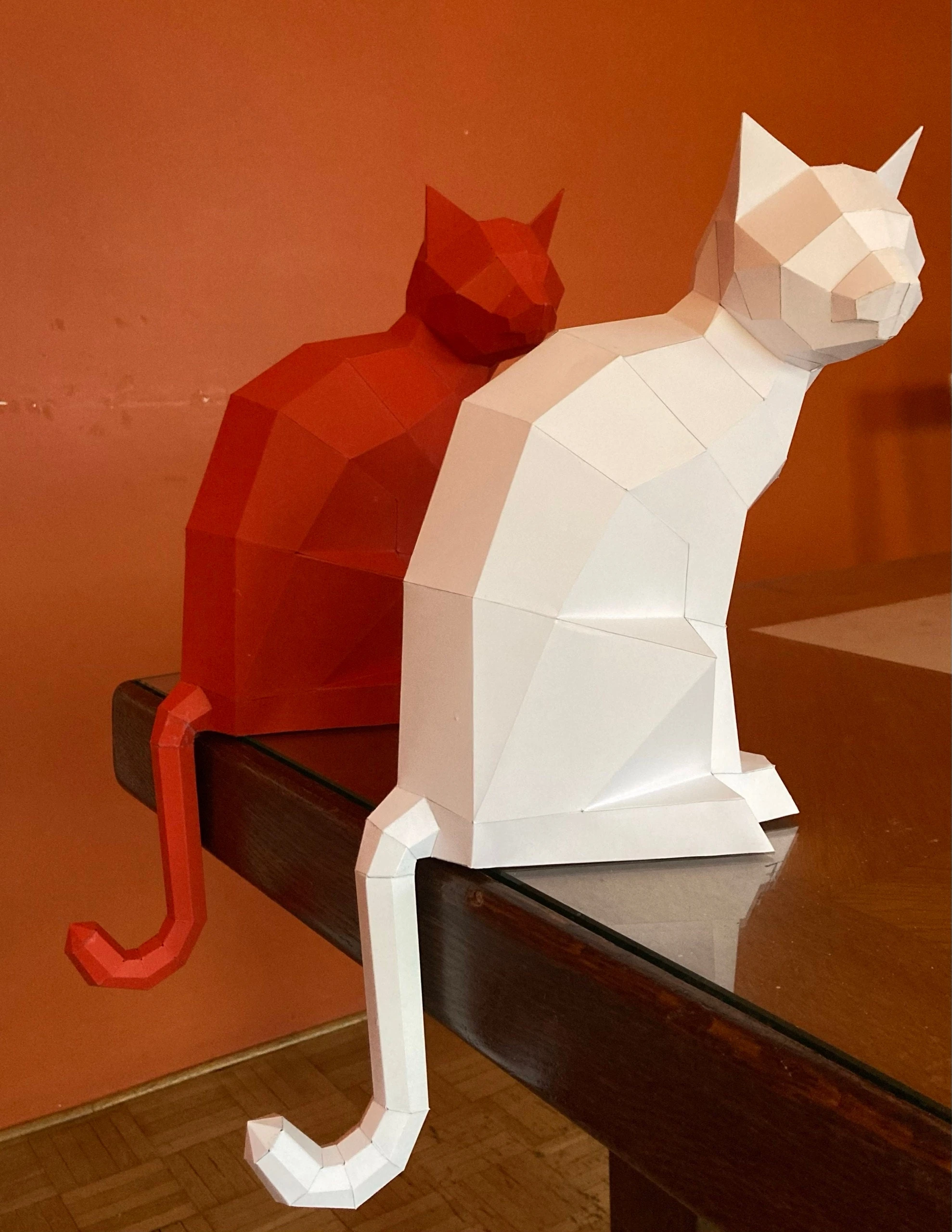 3D Paper craft Cat, DIY sculpture sitting cat, Papercrafting, Low Poly animals pet, paper model, 3D puzzle origami, instant download kit pdf