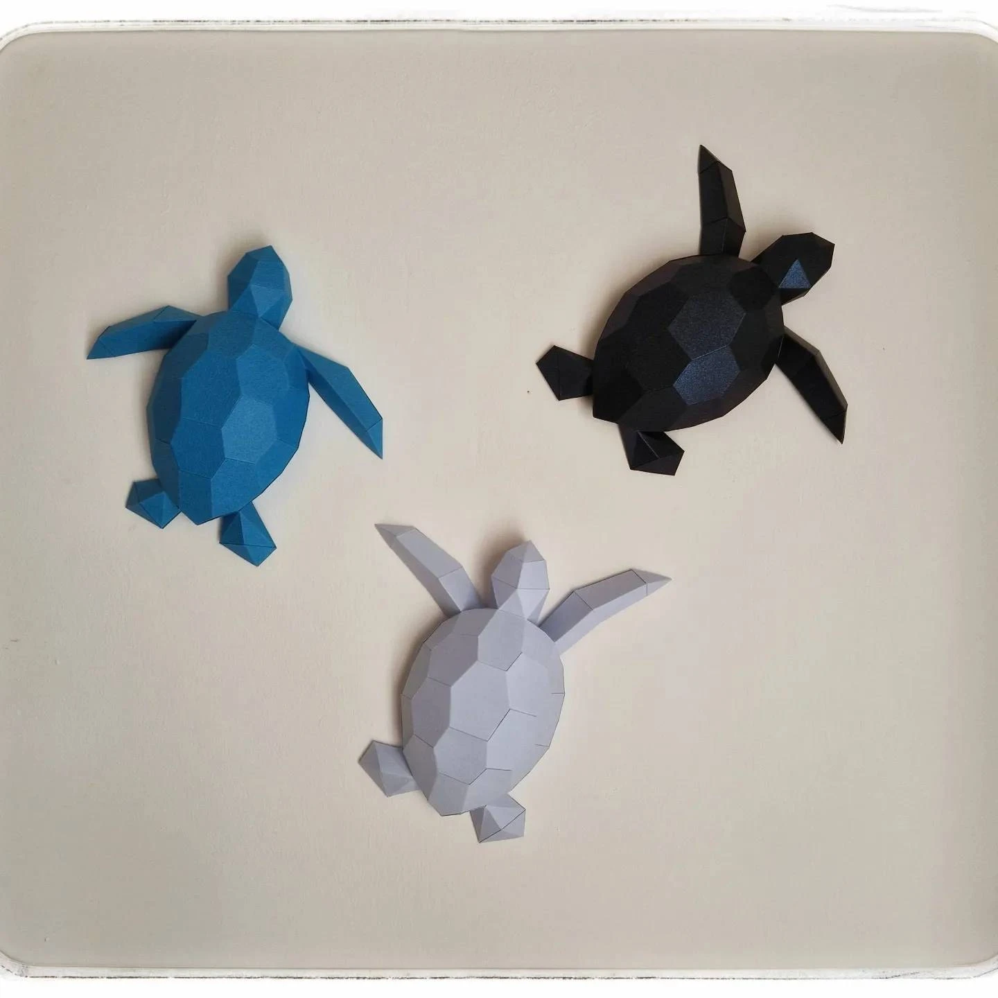 Papercraft Turtles, Paper Craft turtle model, Tortoise PDF template, 3D Terrapin sculpture, Low poly pattern, Little sea Turtles digital kit