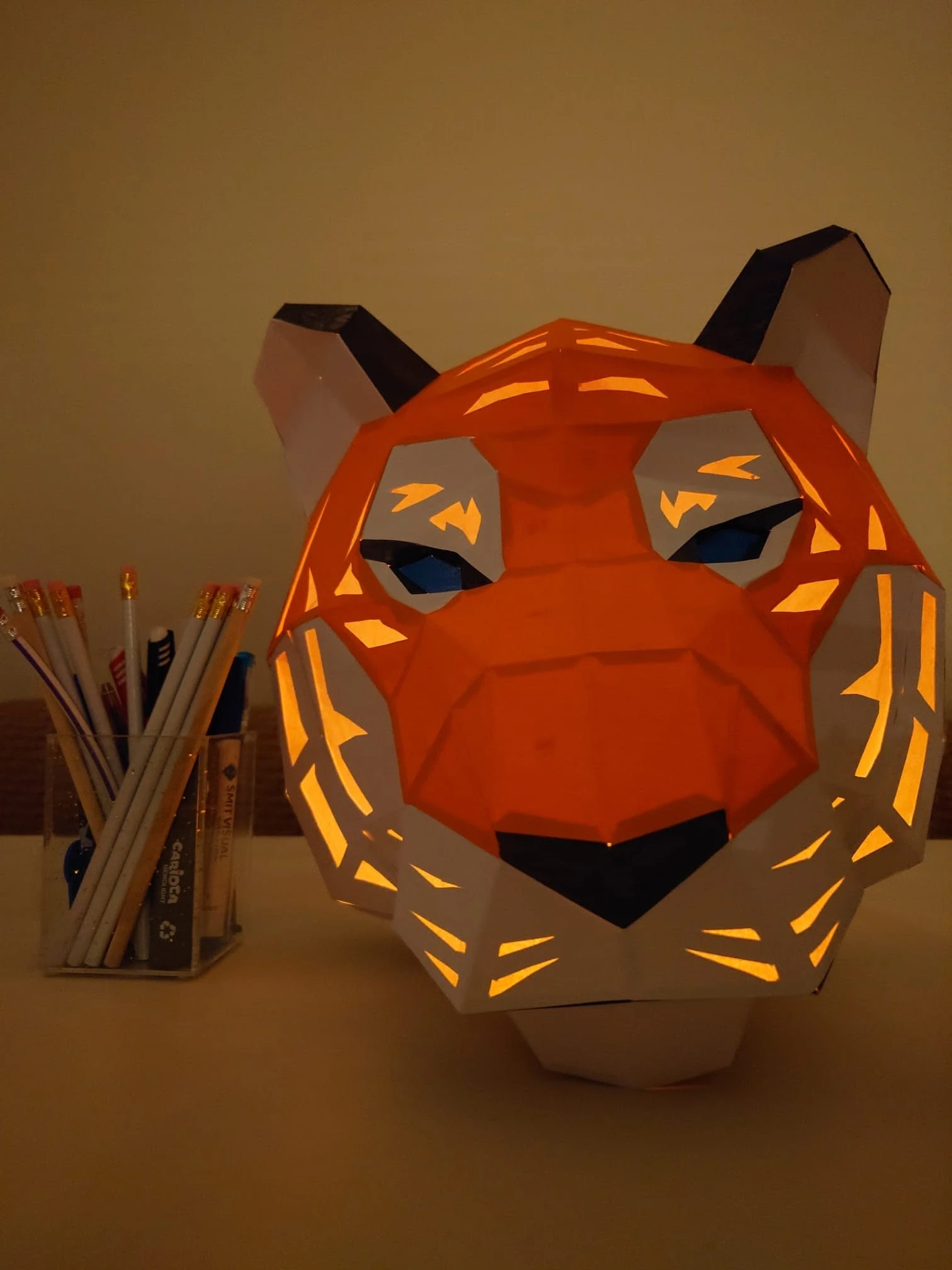 DIY Papercraft Tiger, paper craft model template, night lamp light, 3D puzzle, cat lion lynx cheetah leopard, digital PDF pattern kit, A4/US