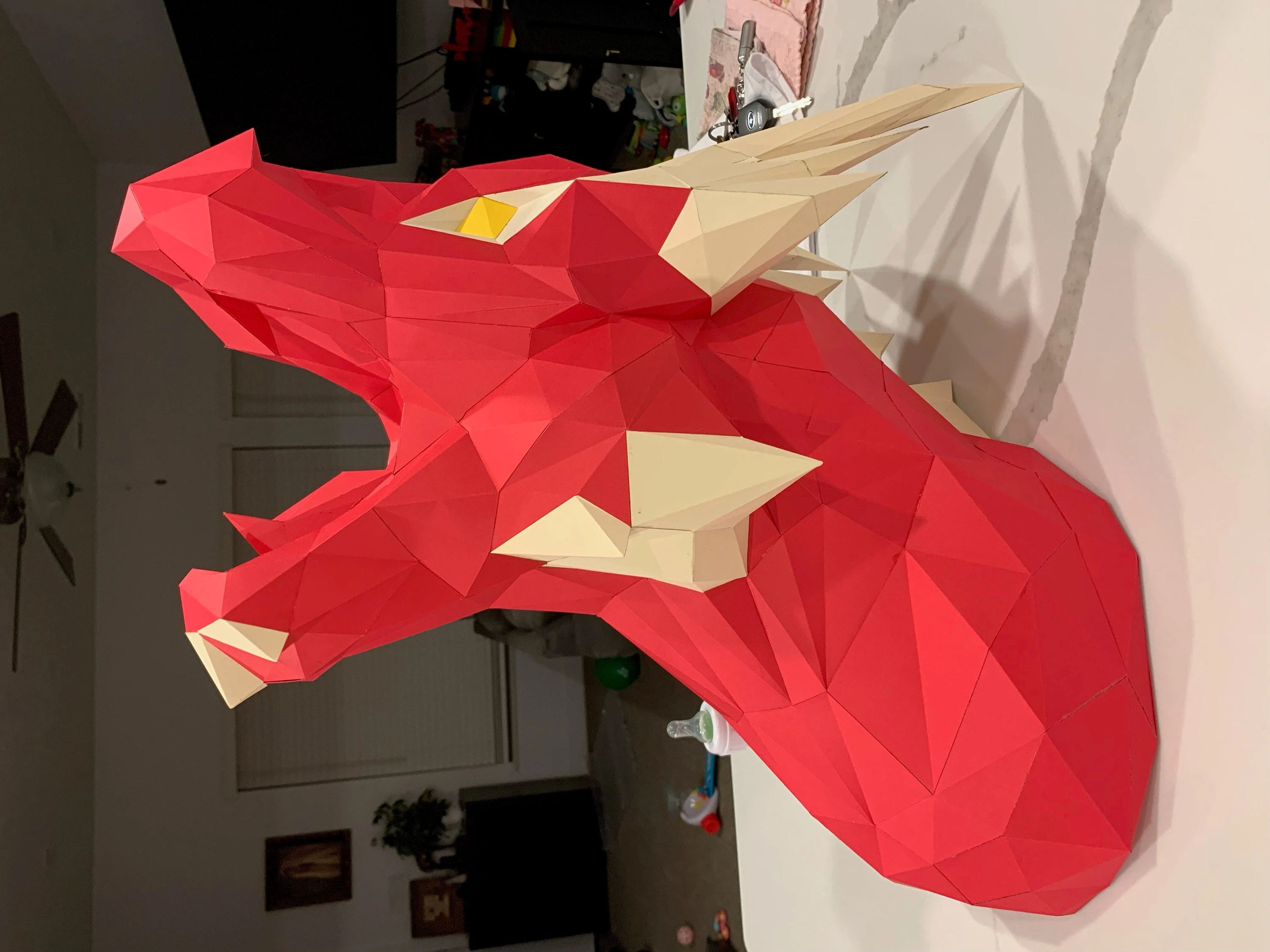 Papercraft Dragon Head, Paper Craft Dragon Head Model, Dragon Head PDF template, 3D Dragon Head sculpture, Low poly pattern Dragon Head