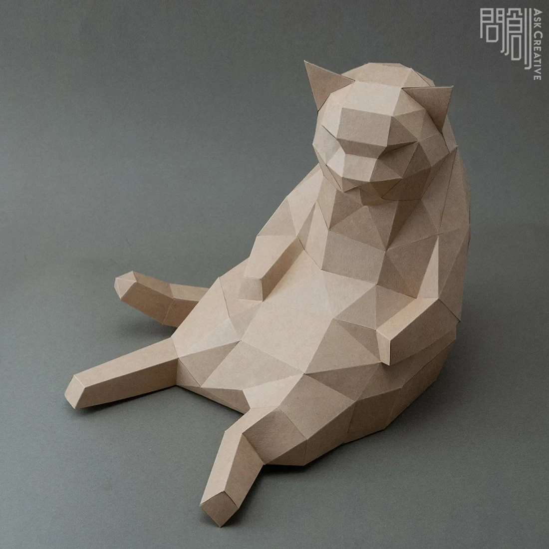Lazy Cat paper Model , Papercraft , DIY , Low poly , Fat cat Model , PDF Papercraft , Lazy Cat , Cat low poly, Fat cat