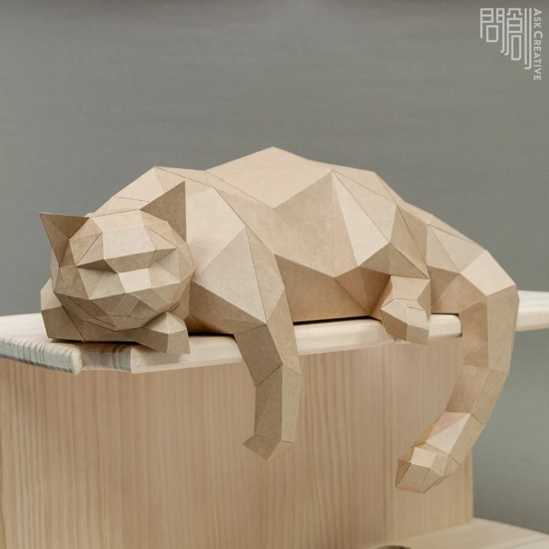 Lazy paper Model , Papercraft , DIY , Low poly , Fat Cat Model , PDF Papercraft , Lazy Cat , Cat low poly