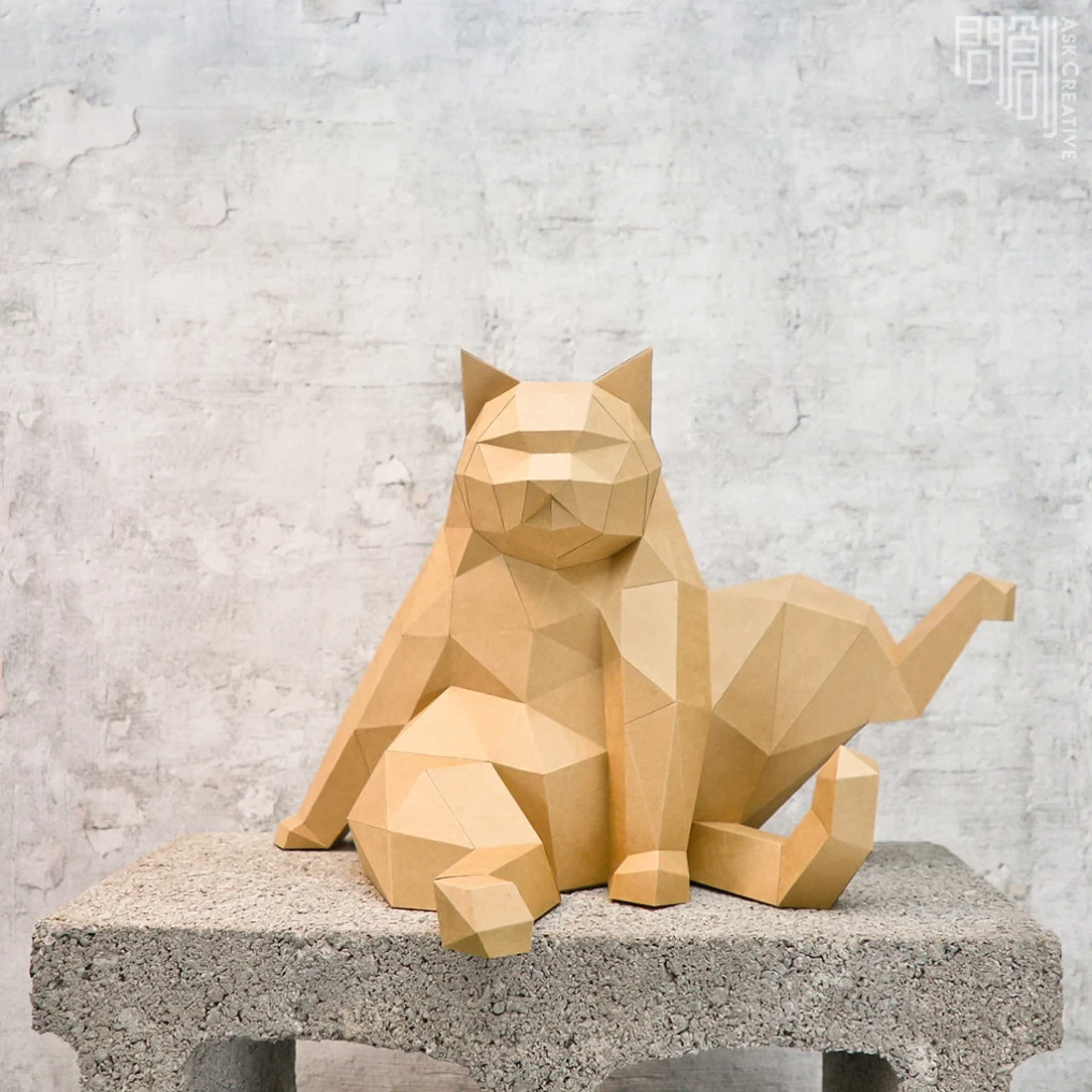 Leg Lift Cat paper Model , Papercraft , DIY , Low poly , Fat Cat Model , PDF Papercraft , Leg Lift Cat , Cat low poly