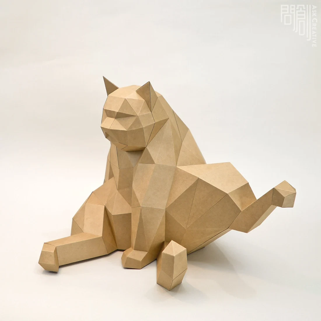 Leg Lift Cat paper Model , Papercraft , DIY , Low poly , Fat Cat Model , PDF Papercraft , Leg Lift Cat , Cat low poly