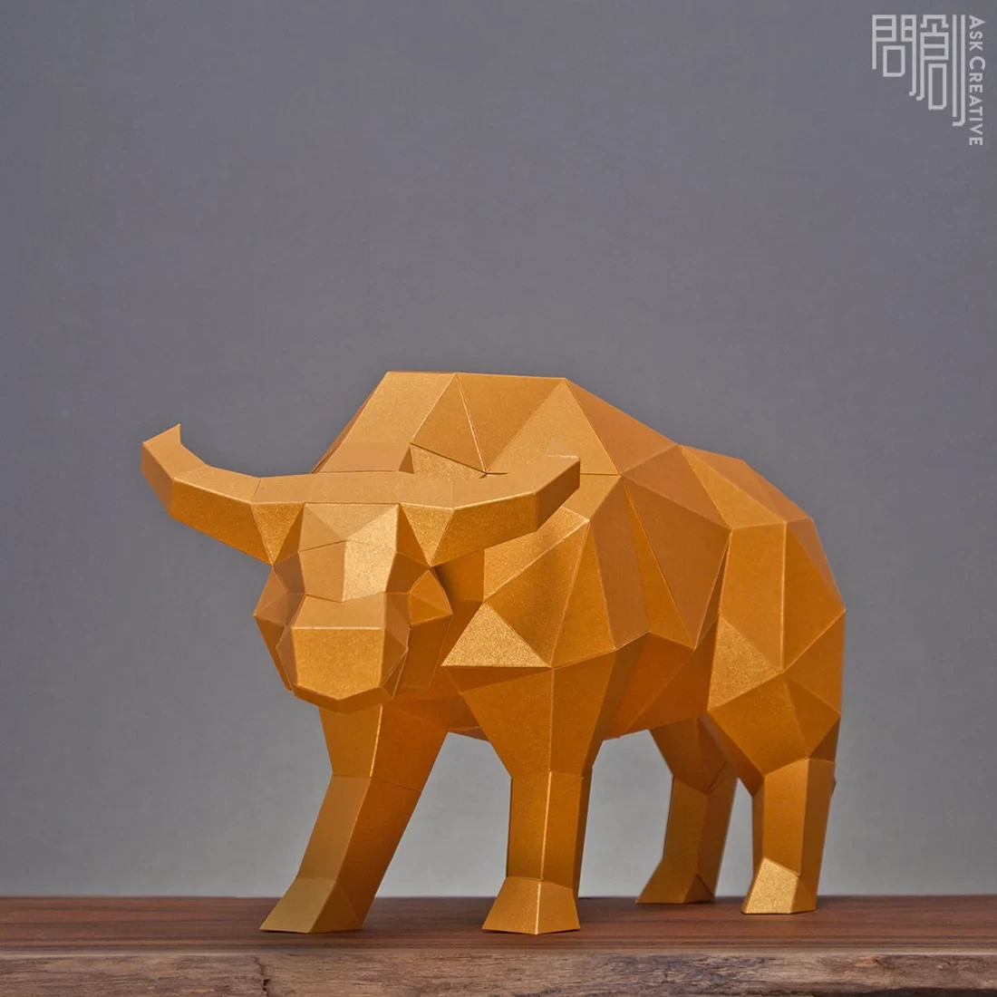 Buffalo paper model ,Papercraft , DIY , Low poly , PDF Papercraft , Buffalo Model , Buffalo low poly , Cow
