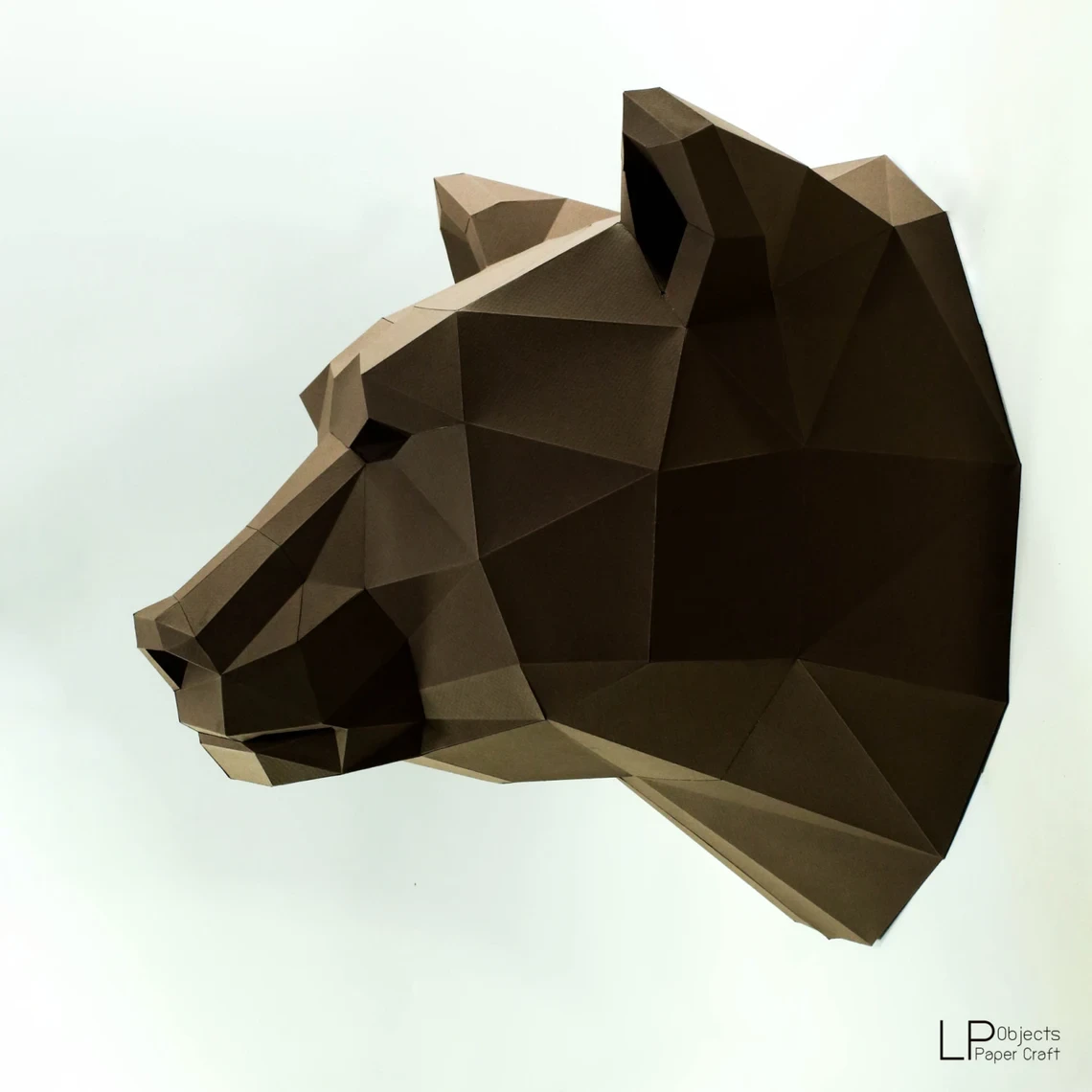 Bear Head, Paper Craft, Digital Template, Origami, PDF Download DIY, Low Poly, Wall decor