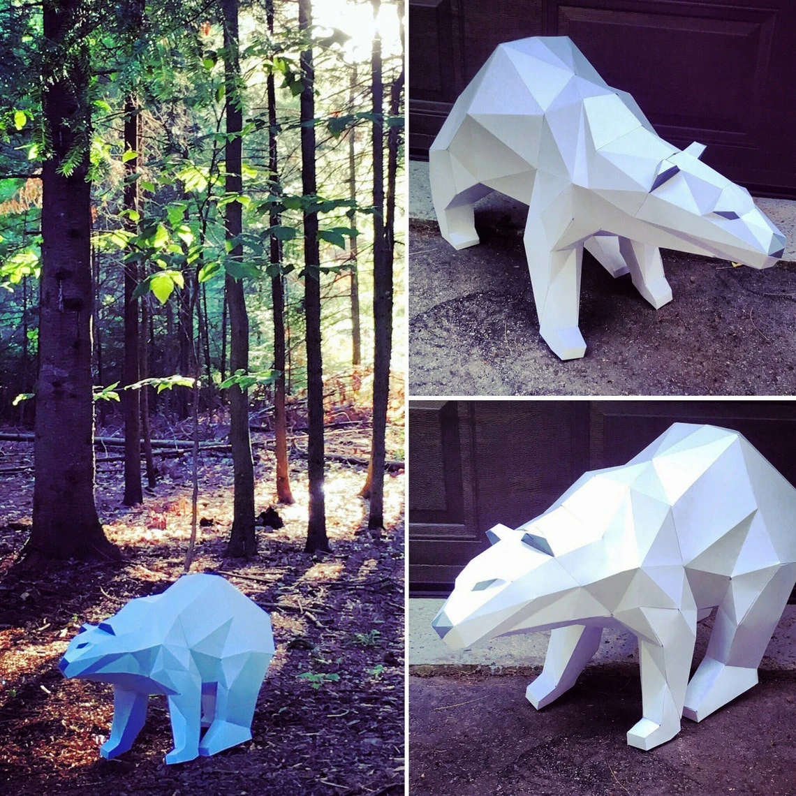 Polar Bear papercraft. You get a PDF digital file templates and instructions for this DIY (do it yourself) modern paper sculpture.