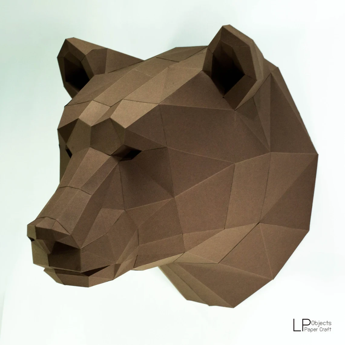 Bear Head, Paper Craft, Digital Template, Origami, PDF Download DIY, Low Poly, Wall decor