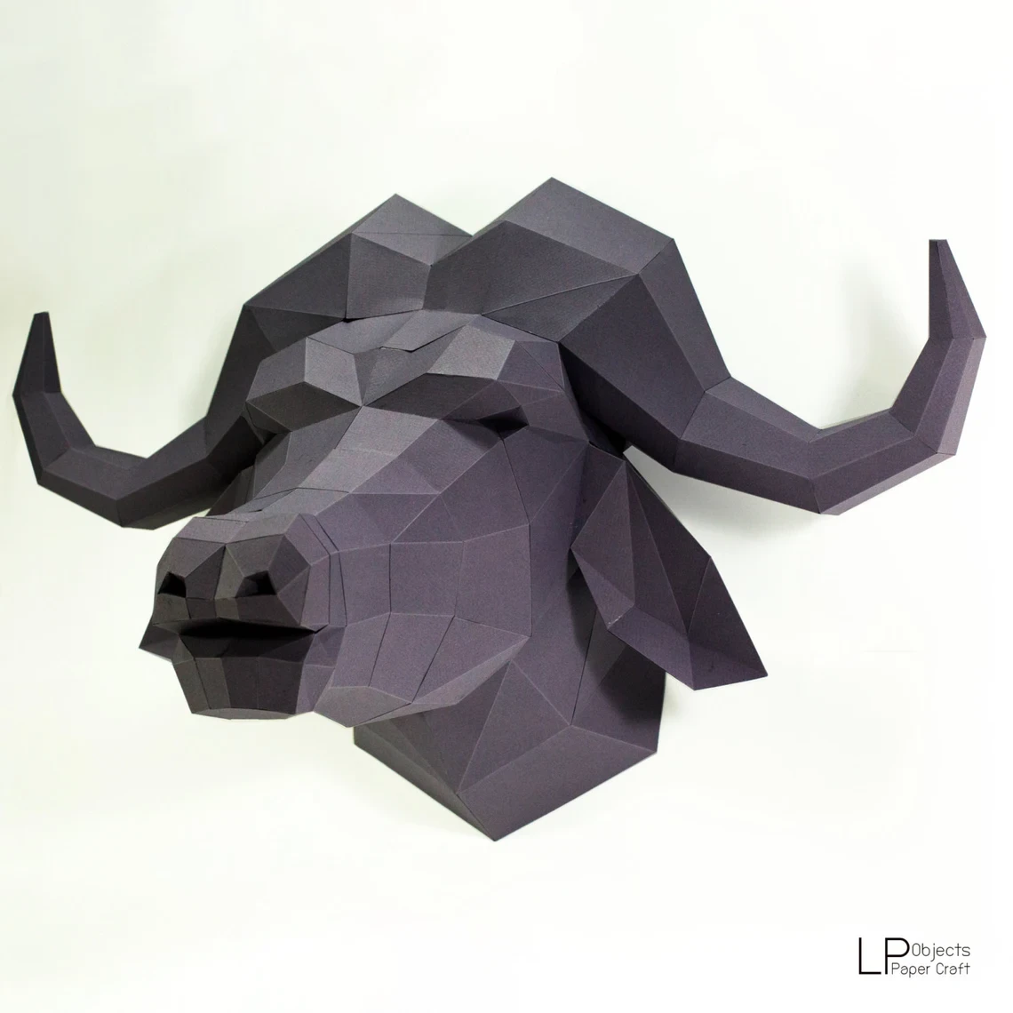 Buffalo Head Paper Craft, Digital Template, Origami, PDF Download DIY, Low Poly, Wall decoration