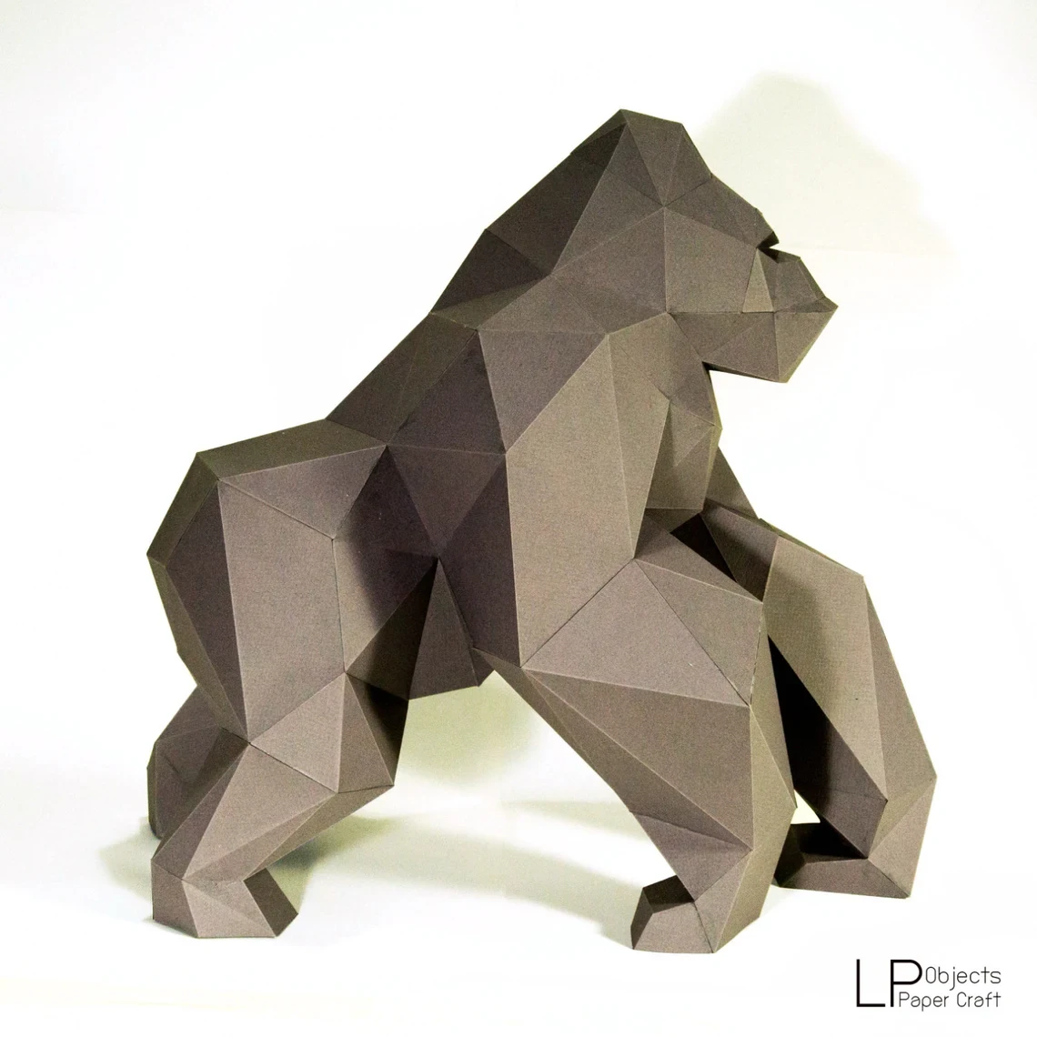 Gorilla Model , King Kong Paper Craft, Digital Template, Origami, PDF Download DIY, Low Poly, Trophy, Sculpture, svg files for cricut