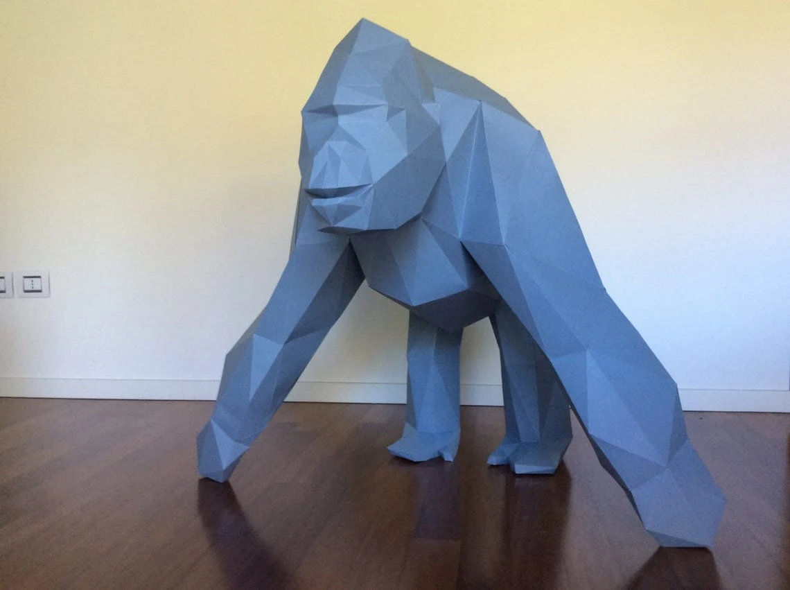 Low Poly XXL King Kong, Create Your Own 3D Papercraft Gorilla, Origami Monkey, King Kong, Gorilla 3D, Eburgami