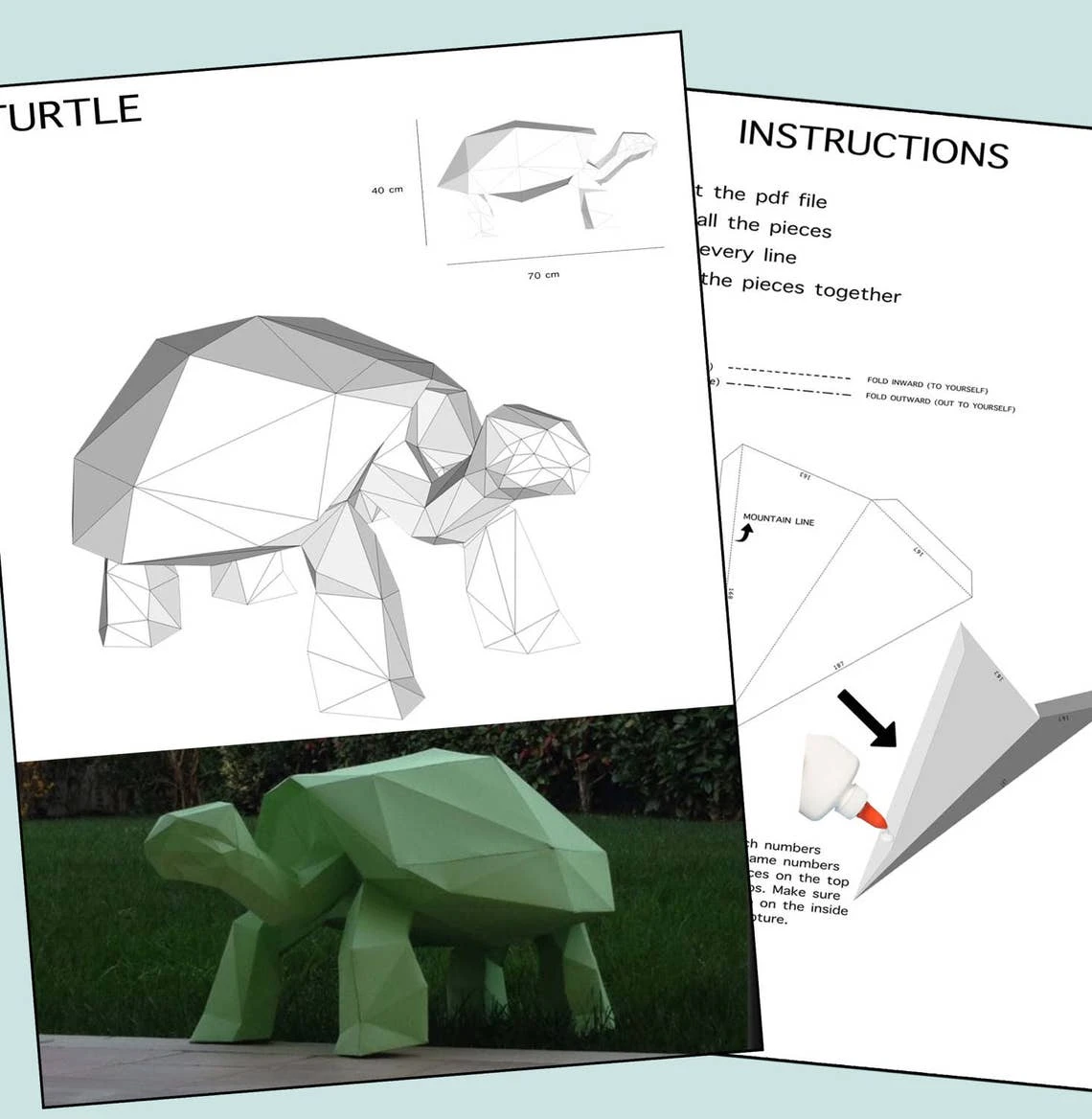 Turtle 3D, 3D Papercraft, 3D Template, Sculpture Decor, Paper Turtle, Gift Party, DIY Papercraft 3D, Eburgami